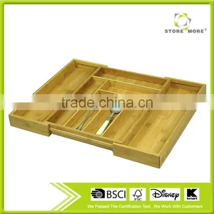 Store More 7-Slot Expandable Bamboo Culter Tray Silverware Drawer Organizer thumbnail-1