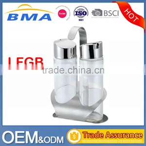 Kitchenware Glass Stainless Steel Cruet Oil Vinegar Bottle Sauce Caster Oil and Vinegar thumbnail-1