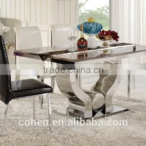 2015 Modern Glass/marble Dining Table AH2197 thumbnail-1