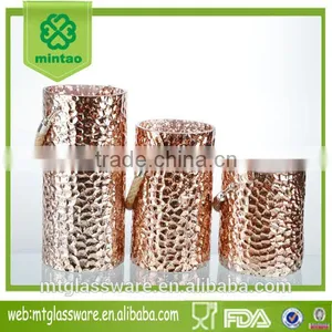 3-tier Rose Gold Staight Cylindrical Glass Hurricane With Hemp Rope Decal thumbnail-1