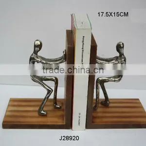 Nickel Plated Book End Made in Aluminium and Wood thumbnail-1