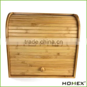 Bamboo Double Decker 2 Layer Roll Top Wooden Bread Bin Homex BSCI/Factory thumbnail-2