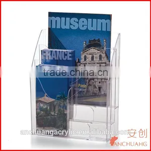 Clear Acrylic Officemate Multi-Use Literature Holder Brochure Rack With Tiered Dividable Pockets thumbnail-1
