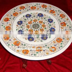 Marble Inlay Coffee Table Tops, Marble Inlay Pietar Dura Table Top thumbnail-1