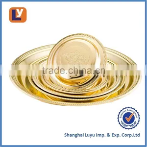 Stalinless Steel Serving Tray Round Tray in K-Gols Color thumbnail-2