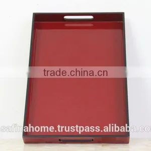 Set of 3 Rectangle Colored Lacquer Serving Tray thumbnail-1
