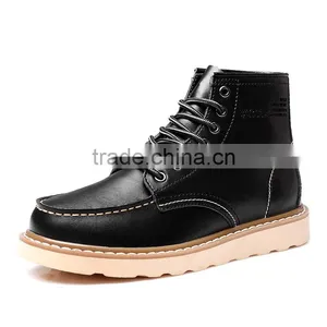 Autumn Men Leather High Top Casual Shoes Sample for Adults, Winter High Upper Worker Shoes Casual Brand From China thumbnail-2