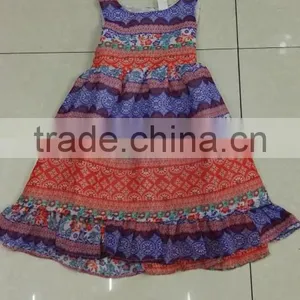 Yiwu Stocks Lots Girl's Colorful Fashion Printed Dress thumbnail-1