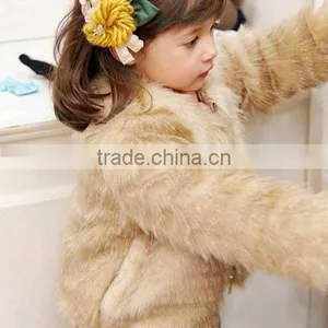 Plain Color Long Child and Kids Coat With Faux Fur thumbnail-1