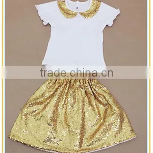 Lovely Kids Baby Girls Sequins Skirts Set Children's Shiny Gold Dress thumbnail-1