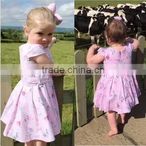 Toddler Girl Pink & White Elephant Print Dress 2-3 Years Vintage Style 100% Cotton Handmade Party Dress thumbnail-1