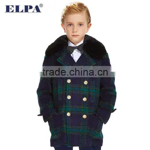 ELPA 2016 Kid's Coats Latest Design Plaid Luxury Wool Coat for Winter thumbnail-1