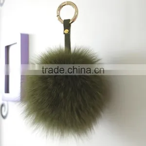 Myfur Hot Sale 2016 Fox Fur Keyring Ball PomPom Cell Phone Car Keychain Pendant Handbag Charm Key thumbnail-1