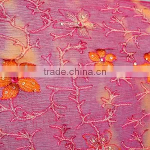 Large Hot Pink Summer Shawl, Sequin Shawl, Indian Shawl, Magenta Scarf, Embroidered Scarf, Crimson Shawl, Silk Scarves, Belly da thumbnail-3
