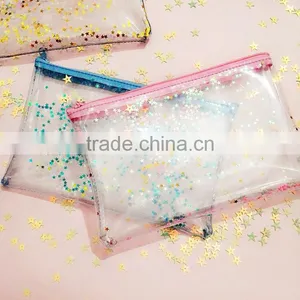 Planner Internal Pocket Custom Pvc Shaker Pocket With Zipper Top Transparent Pocket With Sequins thumbnail-3