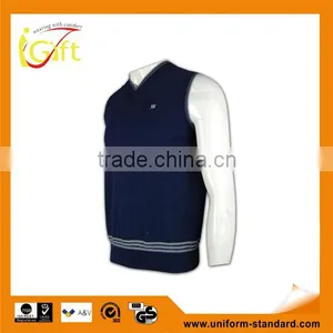 ISO9001/BSCI Manufature V-neck Navy Blue Wholesale Cheap Sweater Vest thumbnail-1
