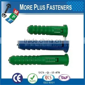 Made in Taiwan Colored Universal Long Conical Ribbed Plastic Anchor and Wall Plugs thumbnail-1