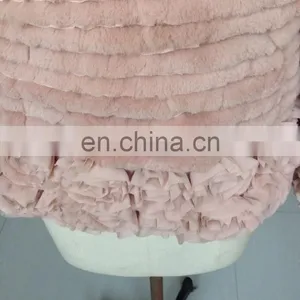 2015 Girl's Pretty Ribbit Fur Coat Pink thumbnail-5