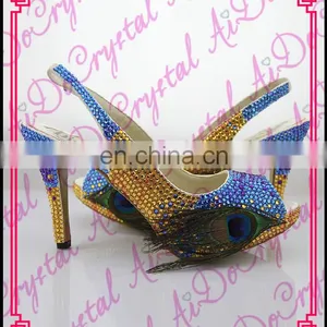 Aidocrystal Handmade Sea Blue With Side Fish Decorations Slingback Peep Toe Ladies' High Heel Shoes thumbnail-1
