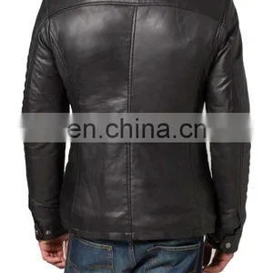Men High Quality Double Press Jacket With Fur Collar/ Leather Fashion Jacket thumbnail-2