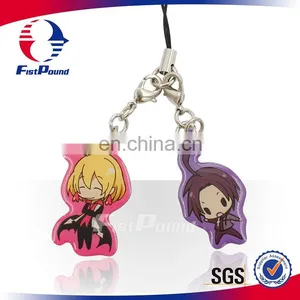 High Quality Cartoon Characters Offset Printing With Epoxy Mobile Phone Strap thumbnail-1