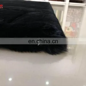 High Quality Luxurious Solid Rabbit Fur Rug With Suede Backing thumbnail-3