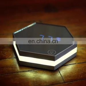 2020 USB Charging Rechargeable Led Decoration Design Night Lighting Mirror Alarm Clock thumbnail-5