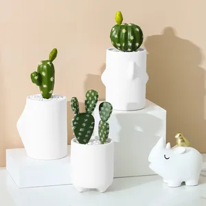 Different Size Cylinder White Succulent Ceramic Vase Flower Pot Quality Home Decor Porcelain thumbnail-4