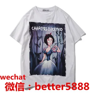 Supply Charlie Luciano Tide Brand CL Dark Fairy Tale Print Round Neck Short-sleeved T-shirt First-hand Source thumbnail-5