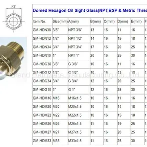 Heavy Duty NPT 1/2 Inch Male Thread Oil Level Sight Glasses Hemispheric Oil Gauge Indicators thumbnail-5