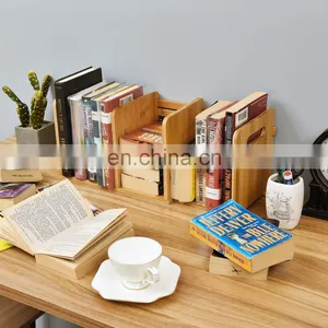 Bamboo Desktop Shelf Adjustable Countertop Bookcase Office Supplies Adjustable Desk Storage Organizer Accessories Display Rack thumbnail-3