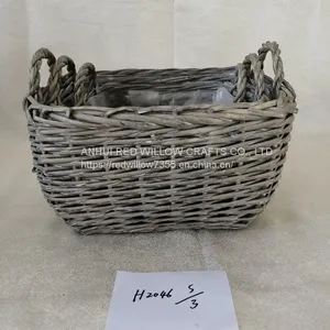 Hot Selling Customize Basket Large Storage Basket Square Shape Willow Basket With Ears thumbnail-2