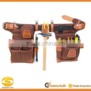 High Quality Suede Leather Carpenter Tool Belt,OEM Leather Tool Apron Belt,brown Leather Eletrnician Hand Tooled Leather Belt Quality Choice thumbnail-1