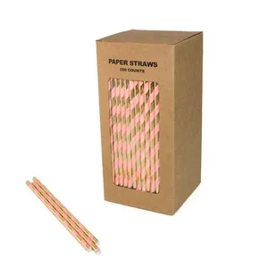 Ningbo PartyKing Golden Foil Option Design Paper Straws For Wedding Birthday Party Fashion Drinking Straws Decoration Supplies thumbnail-3