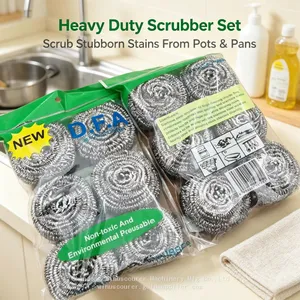 Cast Iron Pan Dedicated Stainless Steel Ball Kitchen Cleaning Flat Scrubber Remove Burn Residue thumbnail-1