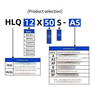 Hlq12 Pneumatic Sliding Table Cylinder 8/12/16/20/25 - 10s20s30s40s - 150s Linear Precision Guide Rail Cylinder thumbnail-2