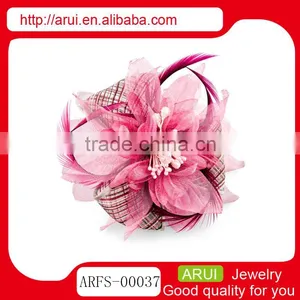 Women Hair Accessories China Pink Feather Hair Flower Pins Jewelry thumbnail-1