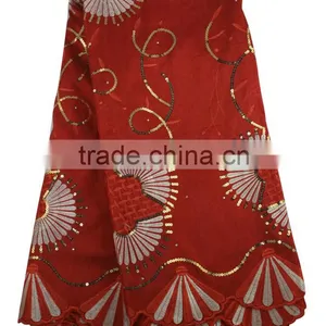 African Sequin Woven George Lace Comfortable Fabric GP1001 Red thumbnail-1