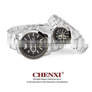 Most Popular Trendy Style Stainless Steel Case Back Watch Large Wrist OEM Black Silver Quartz Custom Watch Man thumbnail-2
