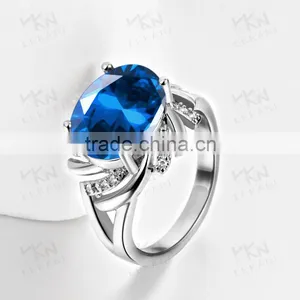 2015 Latest Popular Single Big Blue Neelam Stone Gold Ring Designs for Women Ladies Quality Choice thumbnail-2