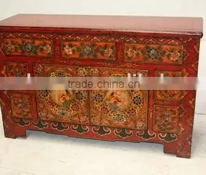 Antique Tibetan Reproduction Furniture Hand Painted thumbnail-1