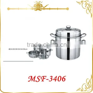 5pcs Steamer Set Variety Size 24cm 26cm 28cm 30cm 34cm 36cm Surgical Stainless Steel Steamer Pot MSF-3406 thumbnail-1