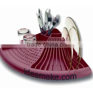 Space Saving Corner Dish Drying Shelf With Drain Board and Cutlery Holder thumbnail-1