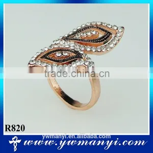 Special Leaf Shape Ring Rhinestone Rose Gold Charm Ring R820 Supplier's Choice thumbnail-1