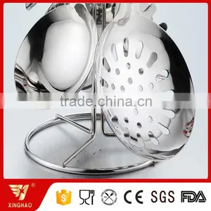 3 MM Thick 6 Pcs Kitchen Utensil Set of Stainless Cookware With Red Silicone Handle thumbnail-3