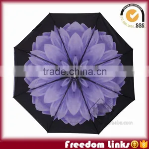 21" Flower Printing 3 Folding Fashion Umbrella With UV Proof Most Popular thumbnail-4