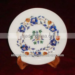 Lapiz Lazuli Marble Inlay Plate Pietra Dura Decorative Plate thumbnail-1