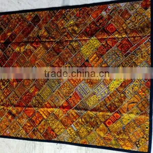 Hand Loomed Rag Rug, Floor Mat,Durrie Carpet Hand Made in India From Vintage Saaris thumbnail-1