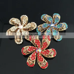 Double Layered AB Rhinestone Flower Brooch Pin For Wedding,Rhinestone Pin Buckle thumbnail-2