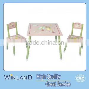 Wooden Children Table And Chairs Set Pink thumbnail-1
